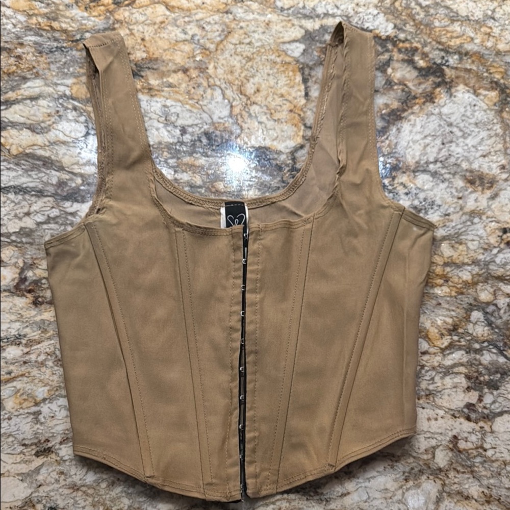 Windsor Tan Fitted Bustier Crop Top